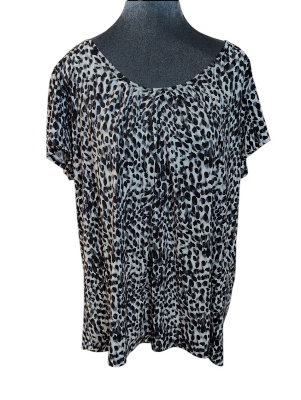 Michael Kors Black & White Animal Print Flowy Blouse Top Size 1X